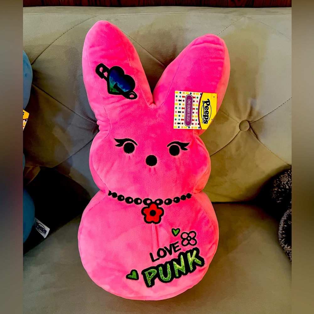 Peeps Pink Emo Rocker Love Punk Easter Bunny plush